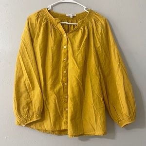 Madewell Mustard Textured Peasant Blouse